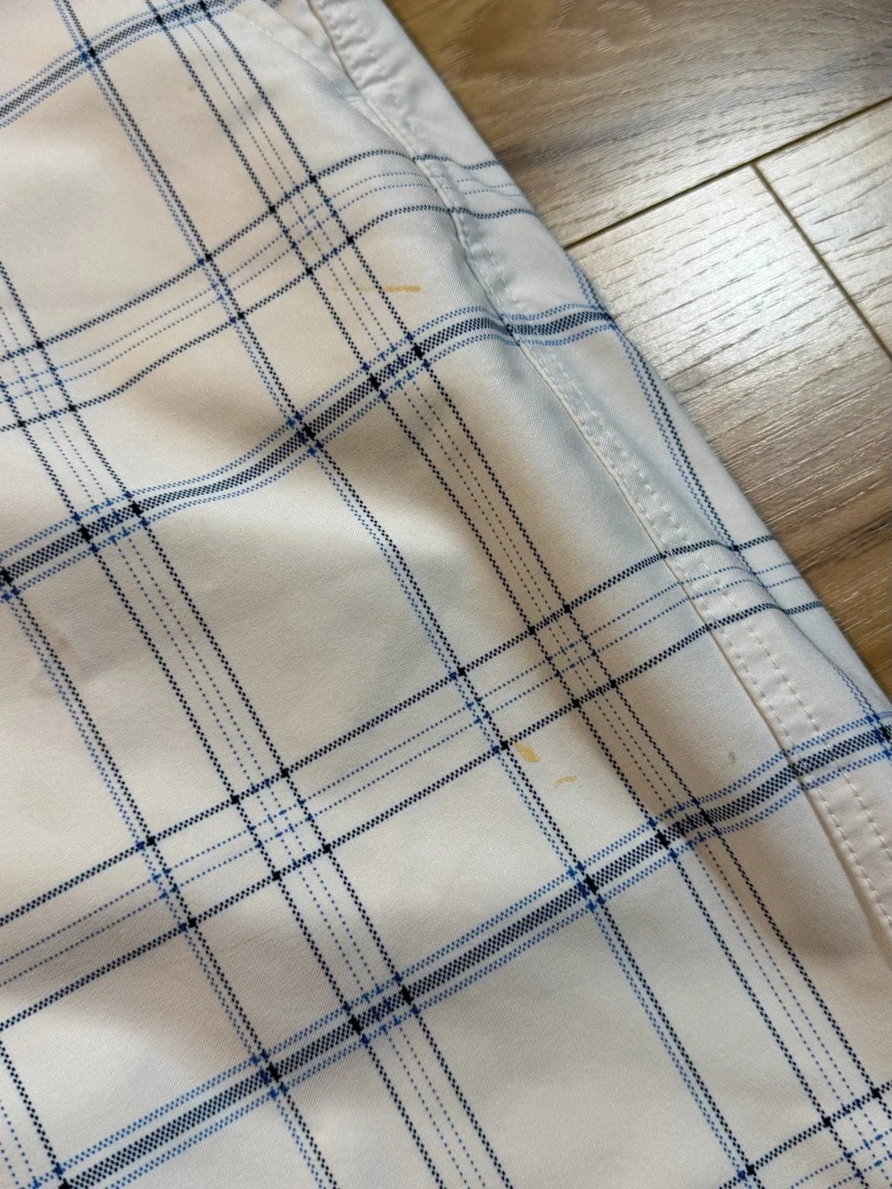 Men's White & Light Blue Plaid Shorts
